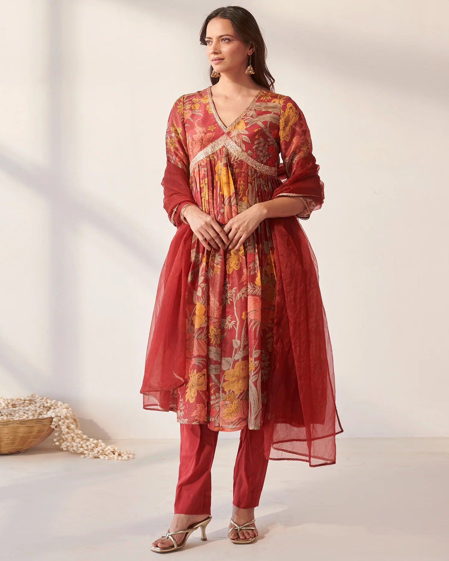 Crimson Mythical Bloom Suit Set
