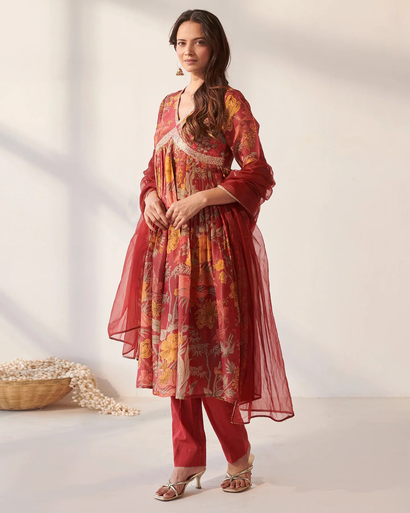 Crimson Mythical Bloom Suit Set