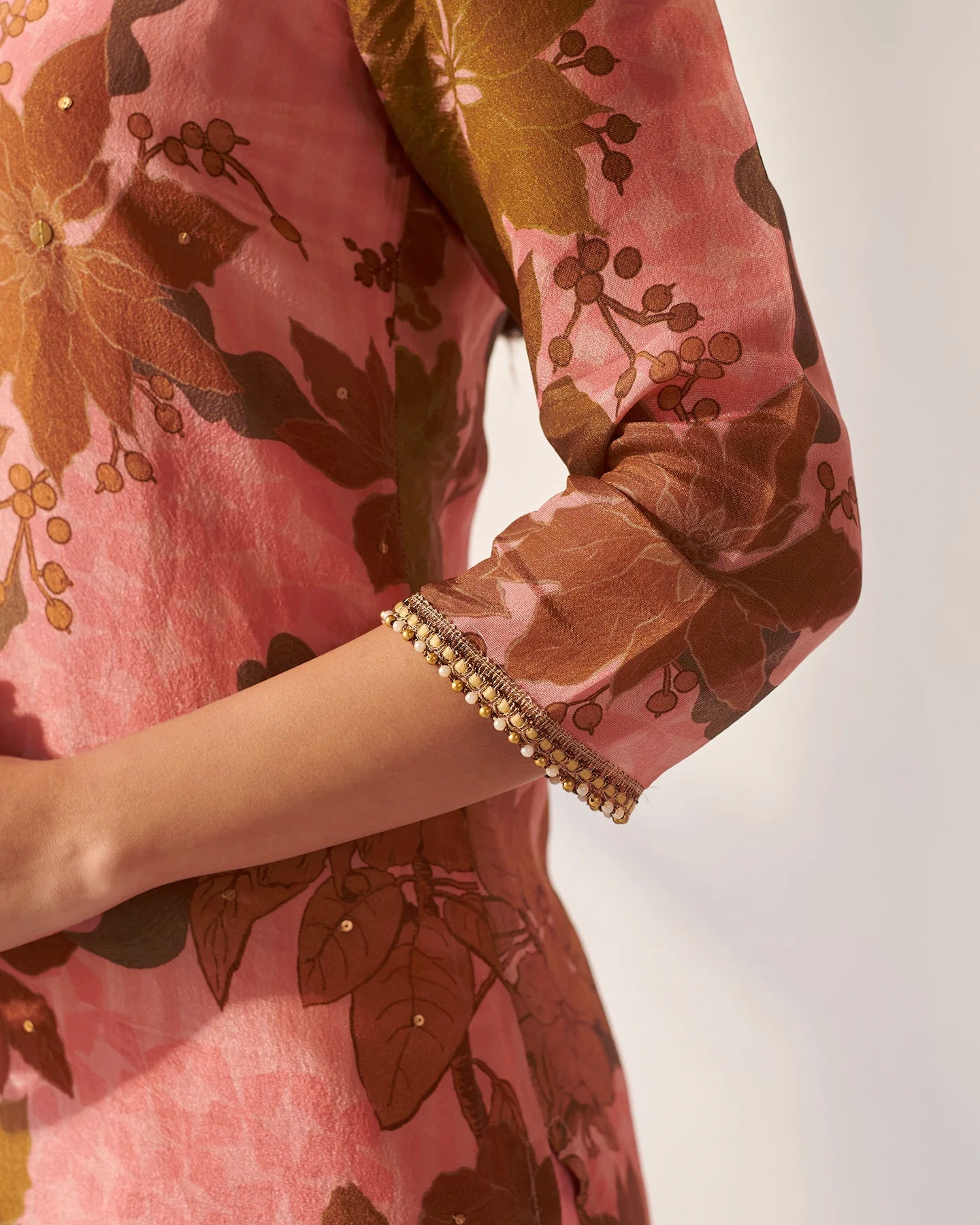 Pink Abstract Floral Kurta Set