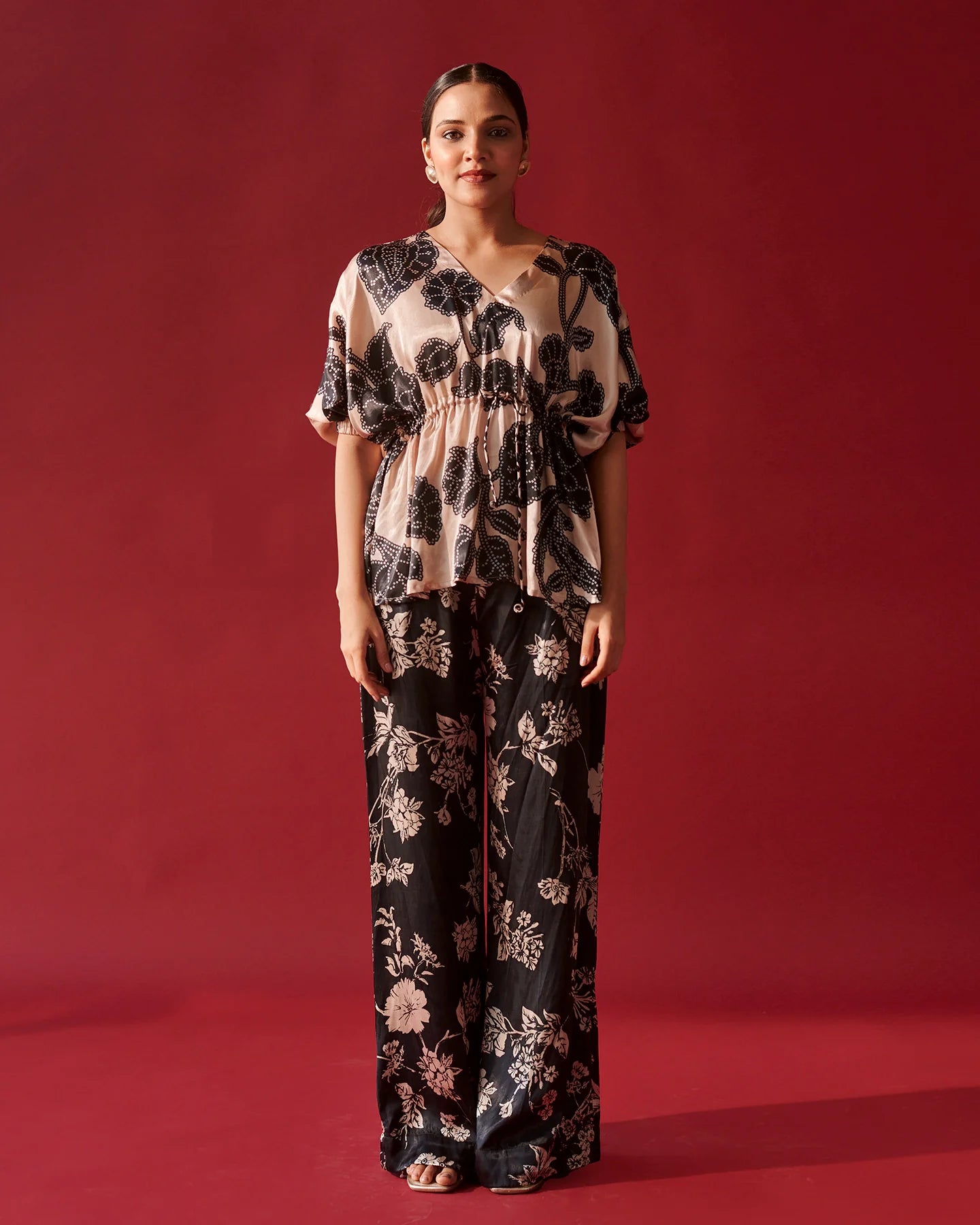 Cream Floral Shadow Co-Ord Set