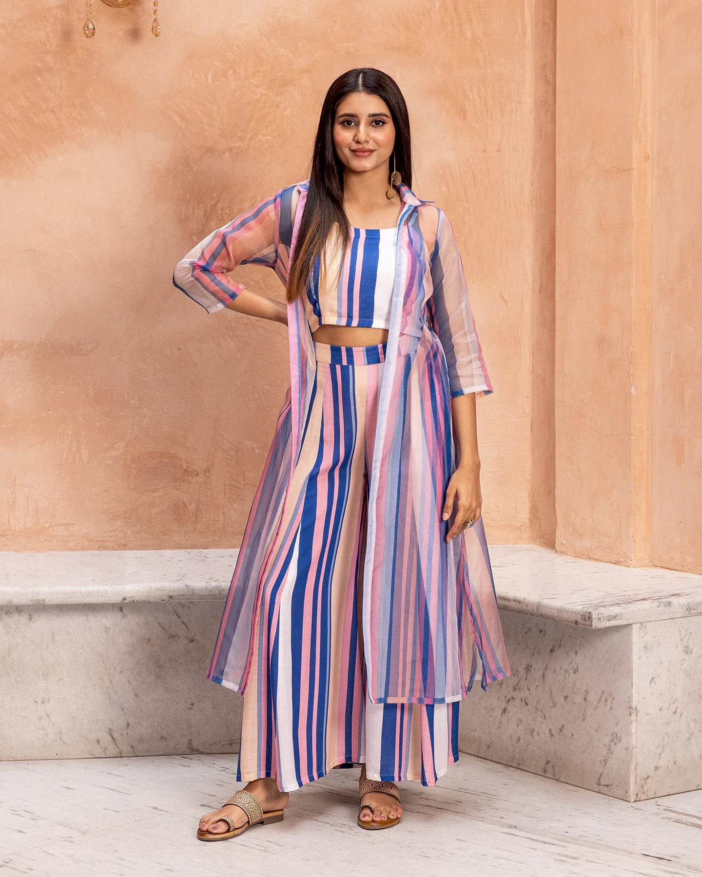 Multicolour Bold Striped Co-ord Set