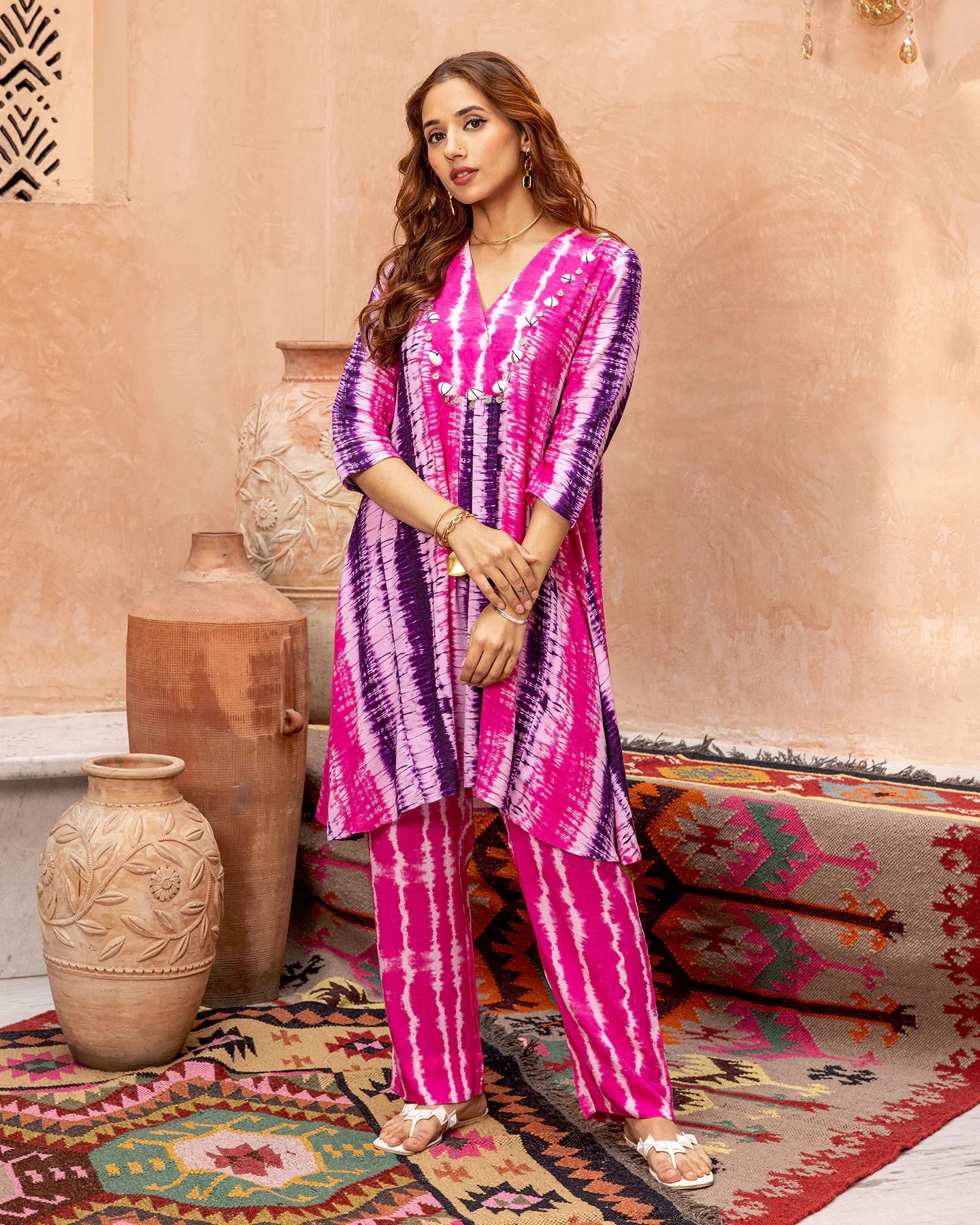 Pink Tie Dye Kurta Set