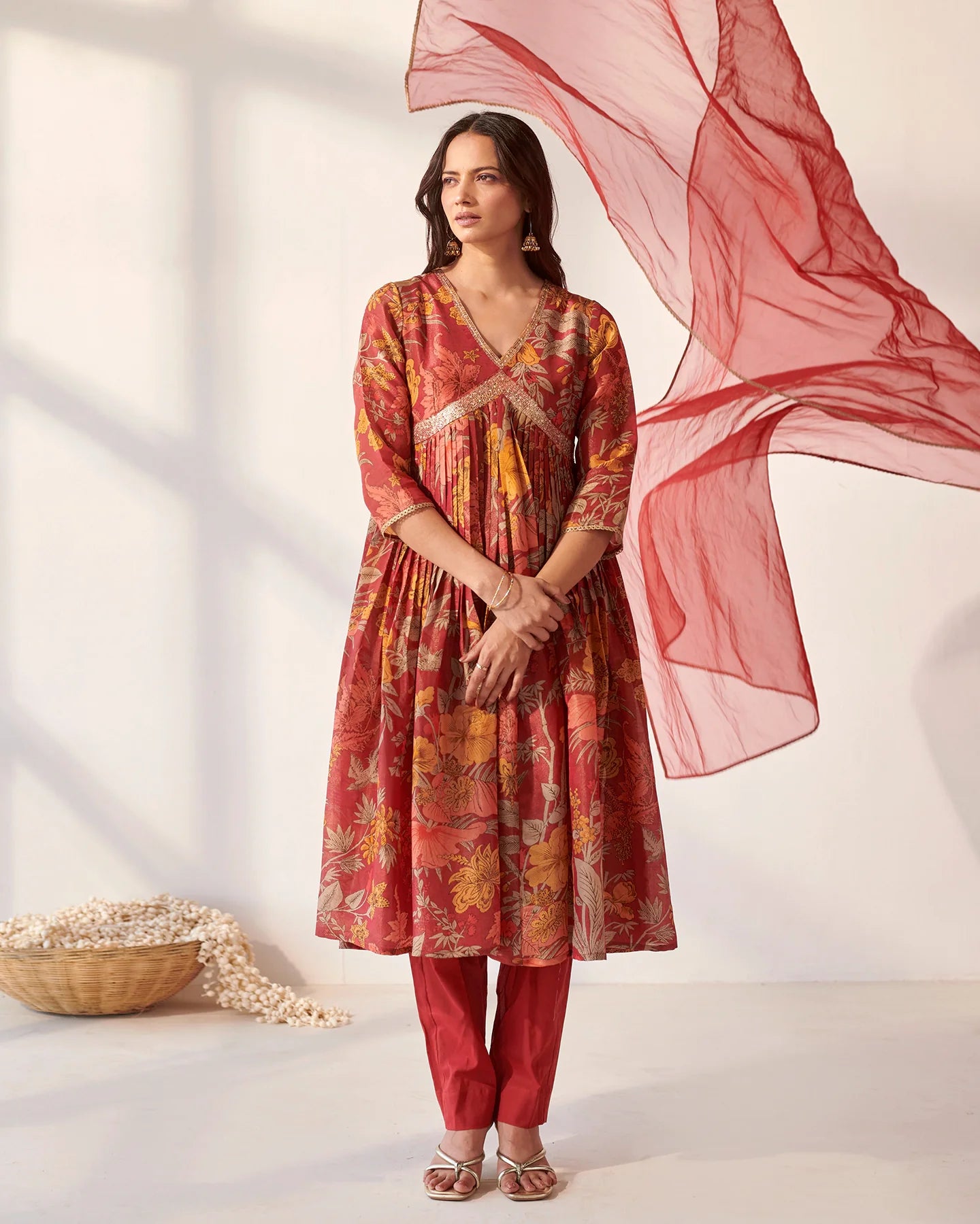 Crimson Mythical Bloom Suit Set