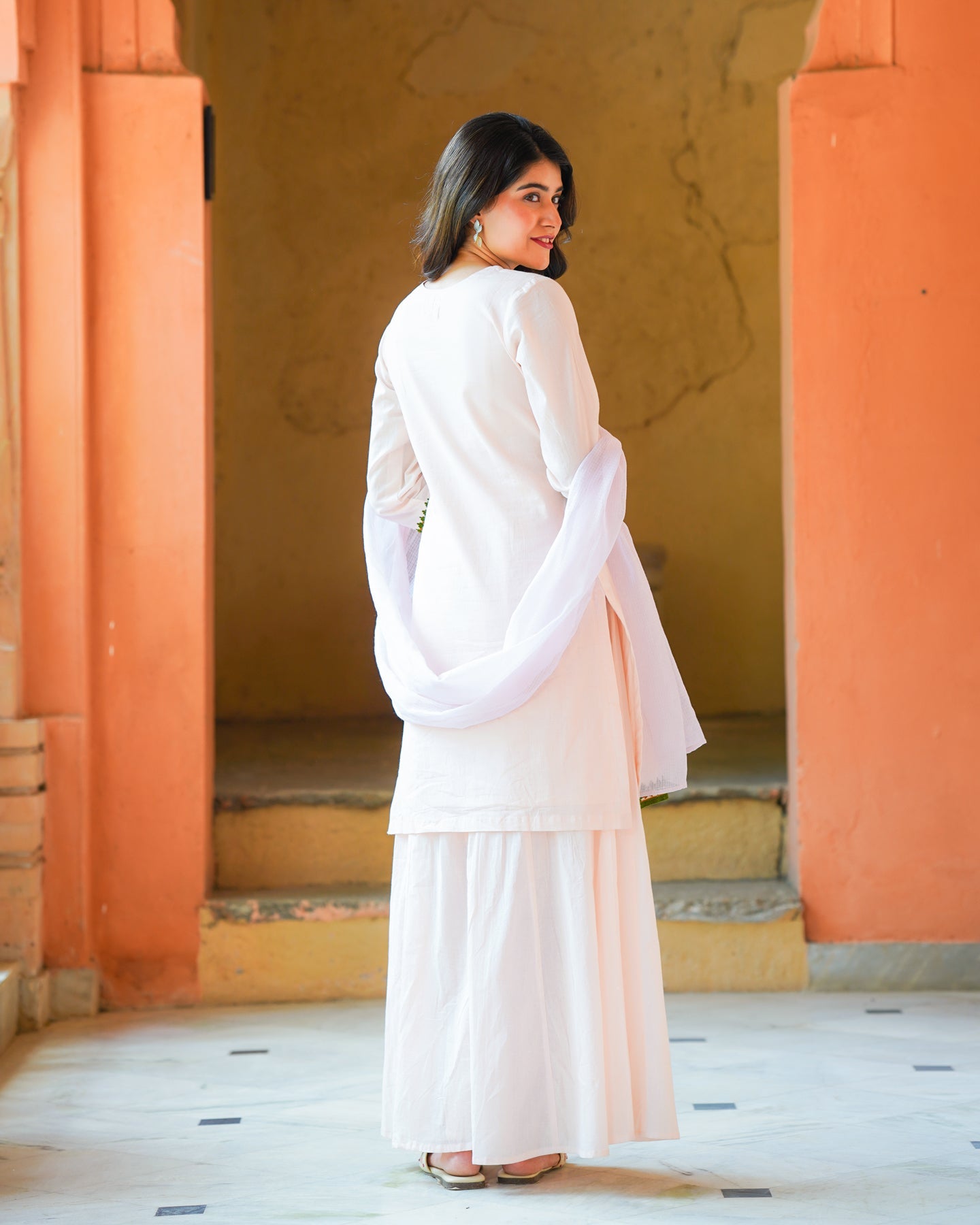 Light Pink Cotton Aari Suit Set