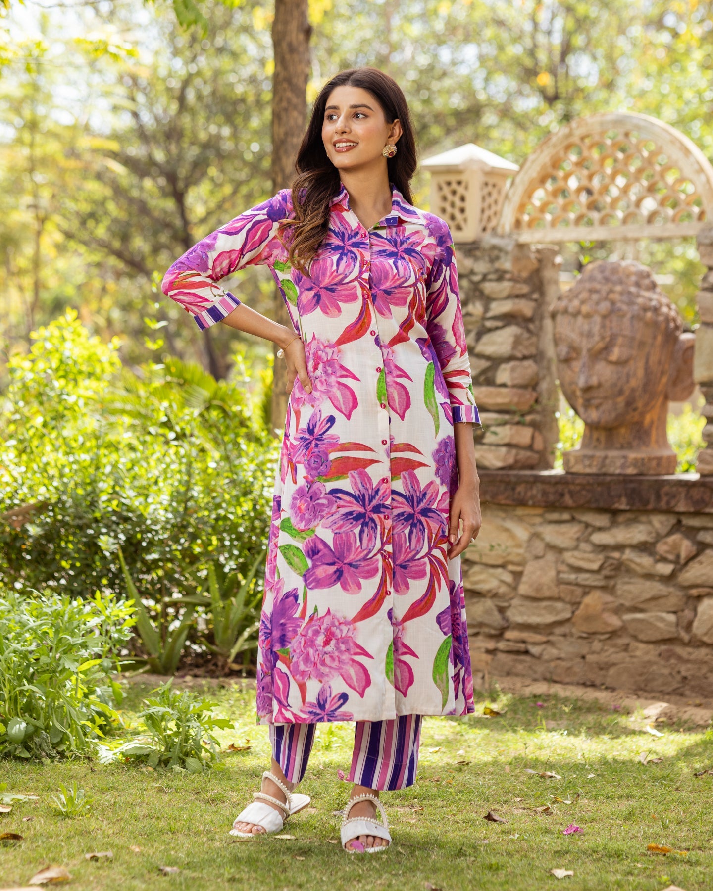 White Aquarelle Floral Co-ord Set