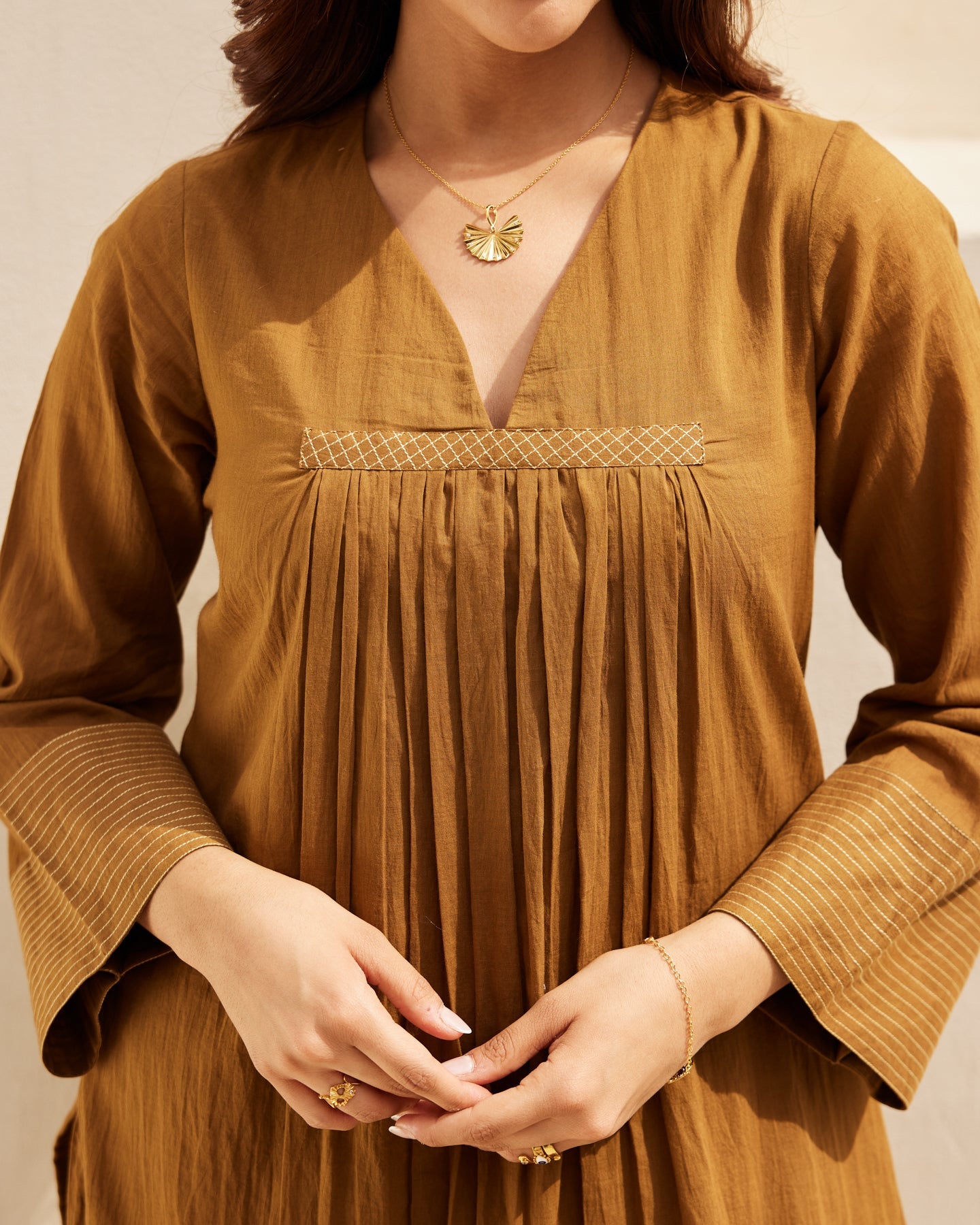 Brown Mulmul Kurta Set