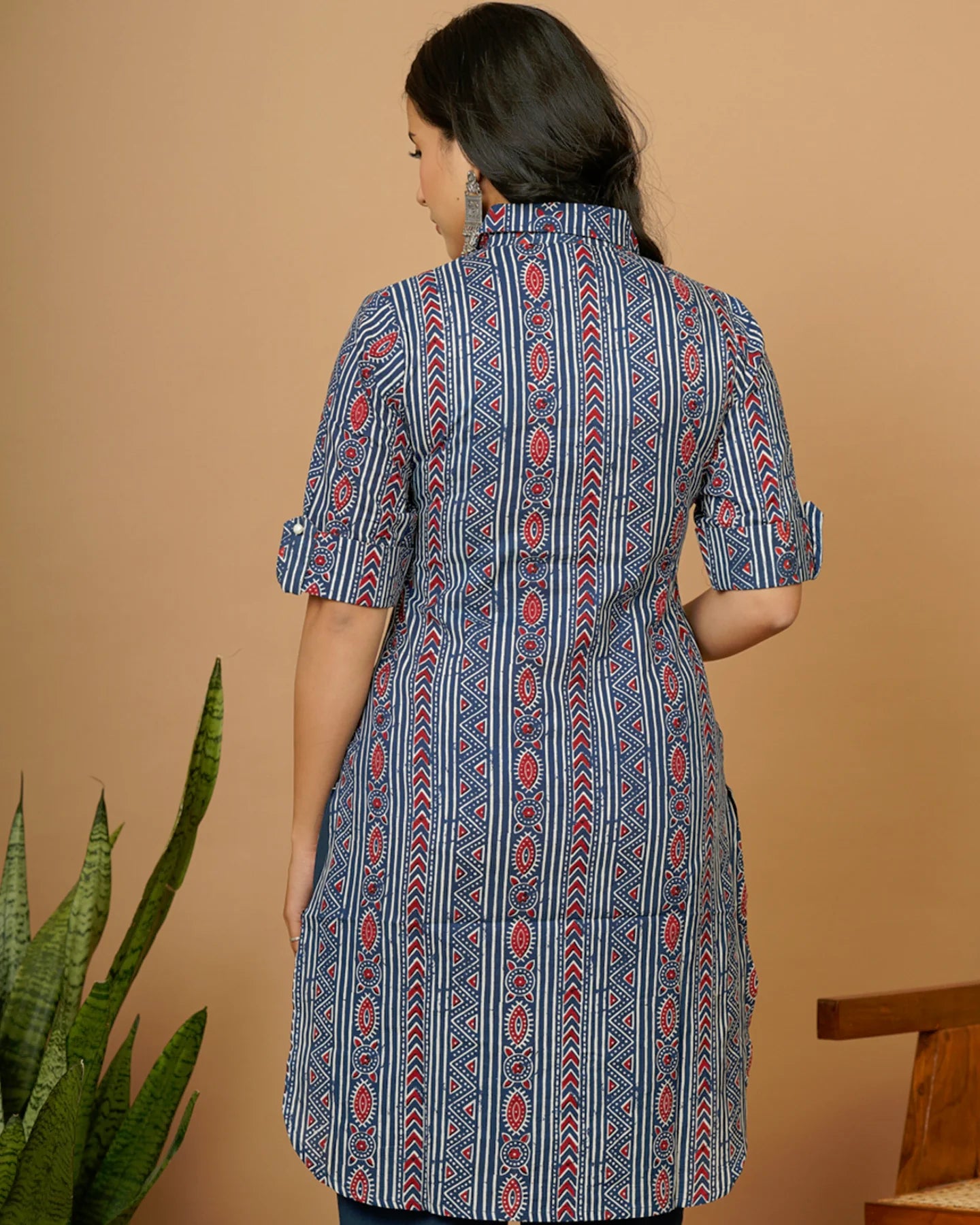 Indigo Red Tribal Kurta